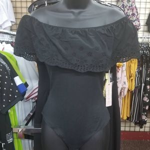 Eyelet Off Shoulder Bodysuit